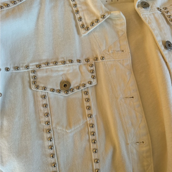 Studded White Denim Jacket - Picture 4 of 5